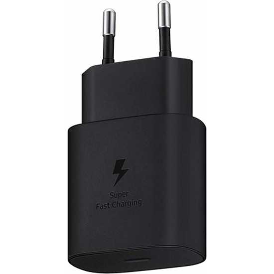 Samsung Φορτιστής με Θύρα USB-C και Καλώδιο USB-C - USB-C 25W Power Delivery Μαύρος (EP-TA800X Bulk)