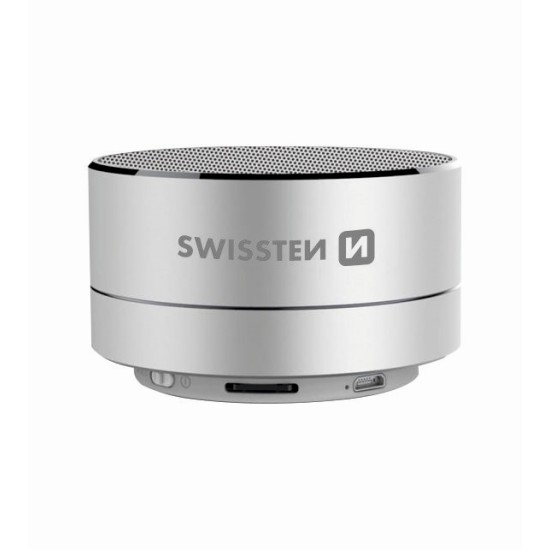 Swissten i-Metal Ηχείο Bluetooth 3W με Διάρκεια Μπαταρίας έως 2.5 ώρες Ασημί