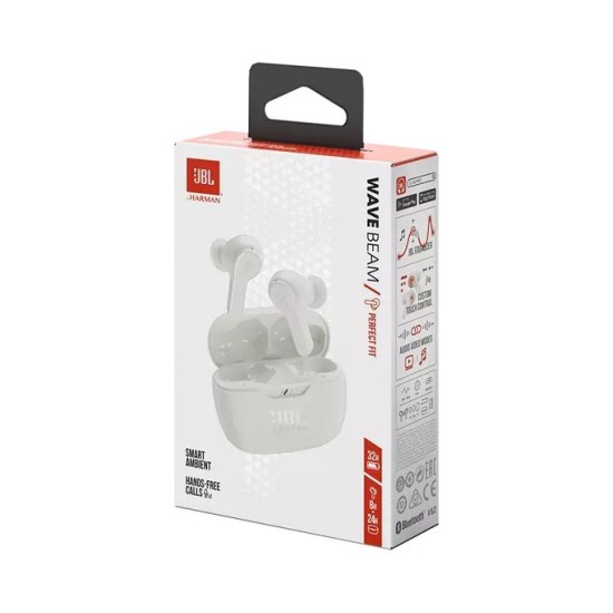 JBL Wave Beam In-ear Bluetooth Handsfree Ακουστικά με Θήκη Φόρτισης Λευκά JBL Wave Beam In-ear Bluetooth Handsfree Ακουστικά με Θήκη Φόρτισης Λευκά