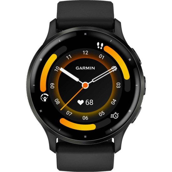 Garmin Venu 3 Stainless Steel 45mm Αδιάβροχο Smartwatch με Παλμογράφο (Slate Bezel With Black Silicone Band)