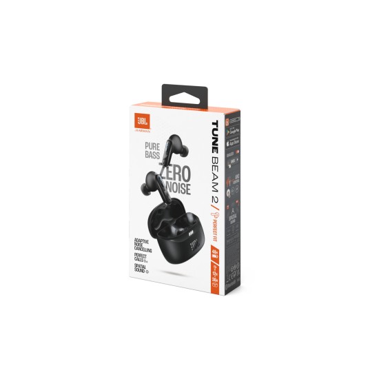 JBL Tune Beam 2 In-ear Bluetooth Handsfree Ακουστικά με Αντοχή στον Ιδρώτα και Θήκη Φόρτισης Μαύρα