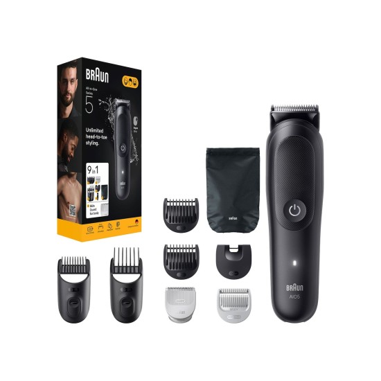 Braun All-in-one Series 5 Σετ Επαναφορτιζόμενης Κουρευτικής Μηχανής Μαύρο AIO5540