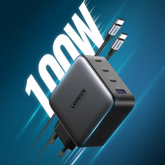 Ugreen Φορτιστής Χωρίς Καλώδιο με Θύρα USB-A και 3 Θύρες USB-C 100W Power Delivery / Quick Charge 4+ Μαύρος (CD226) Ugreen Φορτιστής Χωρίς Καλώδιο με Θύρα USB-A και 3 Θύρες USB-C 100W Power Delivery / Quick Charge 4+ Μαύρος (CD226)