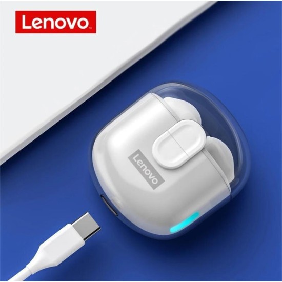 Lenovo LP12 Earbud Bluetooth Handsfree Ακουστικά με Θήκη Φόρτισης Λευκά