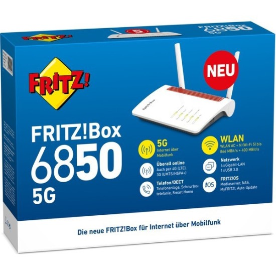 AVM FRITZ!Box 6850 5G Ασύρματο 4G Router Wi‑Fi 4 με 4 Θύρες Gigabit