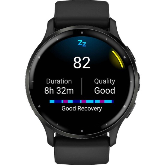 Garmin Venu 3 Stainless Steel 45mm Αδιάβροχο Smartwatch με Παλμογράφο (Slate Bezel With Black Silicone Band)