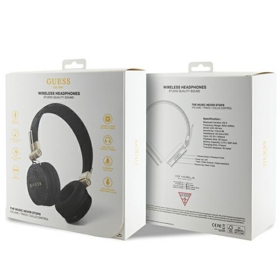 Guess 4G Metal Logo Ασύρματα / Ενσύρματα On Ear Ακουστικά με 6 ώρες Λειτουργίας και Quick Charge Μαύρα Guess 4G Metal Logo Ασύρματα / Ενσύρματα On Ear Ακουστικά με 6 ώρες Λειτουργίας και Quick Charge Μαύρα