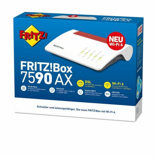AVM FRITZ!Box 7590 AX v1 Ασύρματο VDSL2 Modem Router Wi‑Fi 6 με 4 Θύρες Gigabit AVM FRITZ!Box 7590 AX v1 Ασύρματο VDSL2 Modem Router Wi‑Fi 6 με 4 Θύρες Gigabit