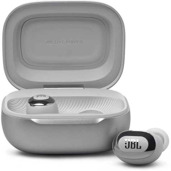 JBL Live Buds 3 Bluetooth Handsfree Ακουστικά με Αντοχή στον Ιδρώτα και Θήκη Φόρτισης Ασημί