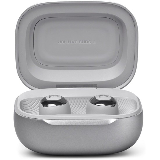 JBL Live Buds 3 Bluetooth Handsfree Ακουστικά με Αντοχή στον Ιδρώτα και Θήκη Φόρτισης Ασημί