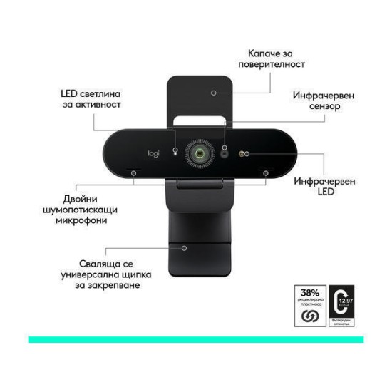 Logitech Brio 4K Web Camera με Autofocus 960-001718