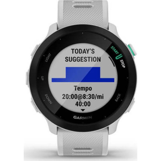Garmin Forerunner 55 42mm Αδιάβροχο Smartwatch με Παλμογράφο (White)