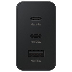 Samsung Φορτιστής Χωρίς Καλώδιο με Θύρα USB-A και 2 Θύρες USB-C 65W Power Delivery Μαύρος (Fast) Samsung Φορτιστής Χωρίς Καλώδιο με Θύρα USB-A και 2 Θύρες USB-C 65W Power Delivery Μαύρος (Fast)