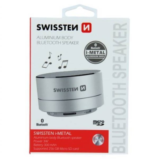 Swissten i-Metal Ηχείο Bluetooth 3W με Διάρκεια Μπαταρίας έως 2.5 ώρες Ασημί