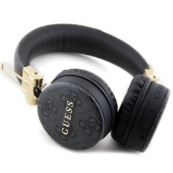 Guess 4G Metal Logo Ασύρματα / Ενσύρματα On Ear Ακουστικά με 6 ώρες Λειτουργίας και Quick Charge Μαύρα