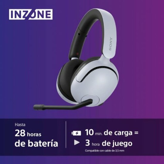 Sony Inzone H5 Ασύρματο Over Ear Gaming Headset με σύνδεση 3.5mm / USB Λευκό