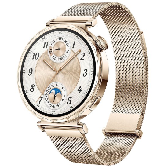 Huawei Watch GT 5 41mm Αδιάβροχο με Παλμογράφο (Gold Milanese Strap)