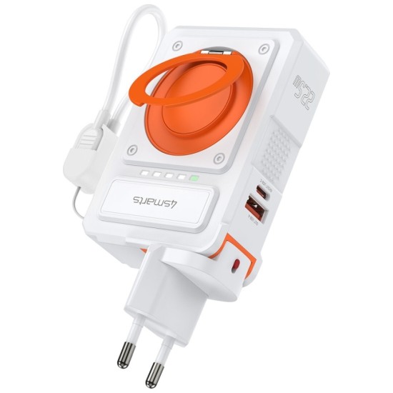 4Smarts Hybrid Charger 6-in-1 Power Bank 10000mAh 22.5W με Θύρα USB-A και Θύρα USB-C Power Delivery / Quick Charge 3.0 Λευκό
