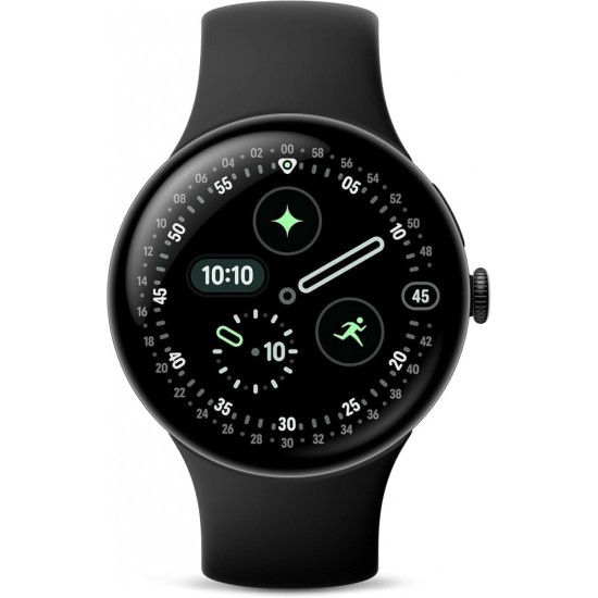 Google Pixel Watch 4 Aluminium 45mm με Παλμογράφο (Matte Black Aluminium Case/Obsidian Active Band)