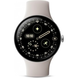 Google Pixel Watch 4 Aluminium 45mm με Παλμογράφο (Polished Silver Aluminium Case/Porcelain Active Band)