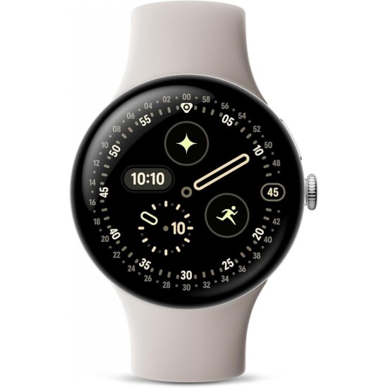 Google Pixel Watch 4 Aluminium 45mm με Παλμογράφο (Polished Silver Aluminium Case/Porcelain Active Band)