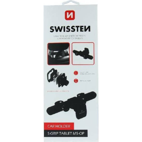 Swissten S-GRIP M5-OP Βάση Κινητού & Tablet Αυτοκινήτου με Ρυθμιζόμενα Άγκιστρα Μαύρη 65010503
