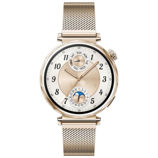 Huawei Watch GT 5 41mm Αδιάβροχο με Παλμογράφο (Gold Milanese Strap)