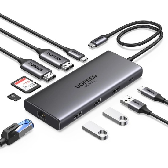 Ugreen Revodok Pro 210 USB-C Docking Station με HDMI 4K PD Ethernet Γκρι Ugreen Revodok Pro 210 USB-C Docking Station με HDMI 4K PD Ethernet Γκρι