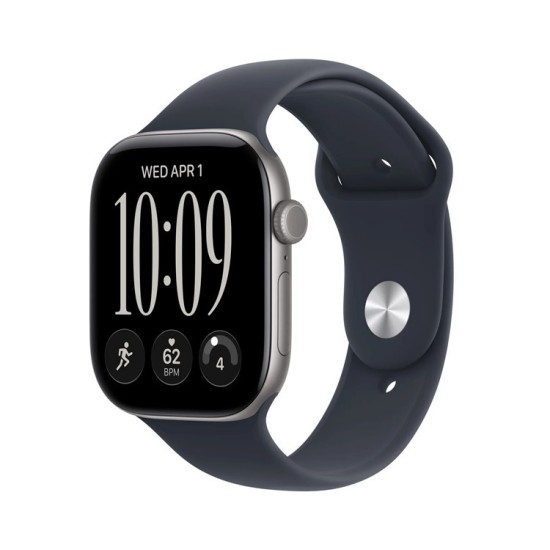 Apple Watch Series 12 Aluminium 46mm Αδιάβροχο με Παλμογράφο (Space Grey Aluminium with Navy Blue Sport Band - M/L)