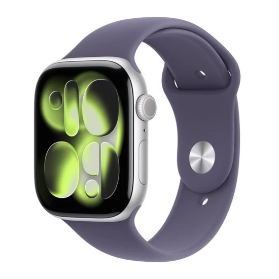Apple Watch Series 11 Cellular Aluminium 46mm Αδιάβροχο με eSIM και Παλμογράφο (Silver Aluminium Case with Purple Fog Sport Band - S/M)