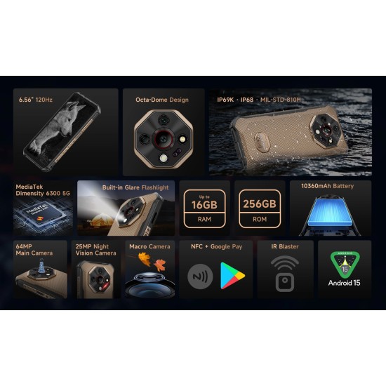 Ulefone Armor X16 Pro 5G Dual SIM (8/256GB) Ανθεκτικό Smartphone Wasteland Shadow