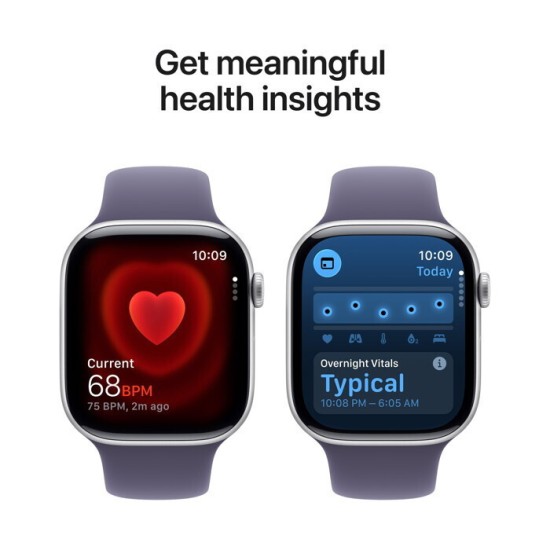 Apple Watch Series 11 Cellular Aluminium 46mm Αδιάβροχο με eSIM και Παλμογράφο (Silver Aluminium Case with Purple Fog Sport Band - S/M)