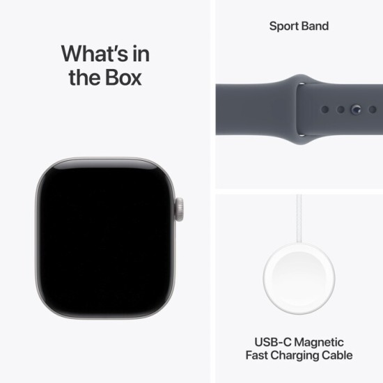 Apple Watch Series 12 Aluminium 46mm Αδιάβροχο με Παλμογράφο (Space Grey Aluminium with Navy Blue Sport Band - S/M)