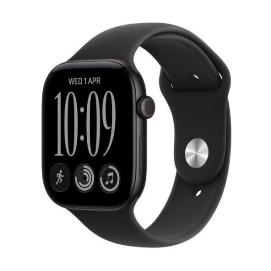 Apple Watch Series 12 Cellular Aluminium 46mm Αδιάβροχο με Παλμογράφο (Black Aluminium with Black Sport Band - S/M)