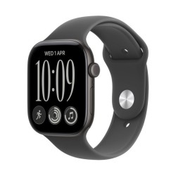 Apple Watch Series 12 Cellular Aluminium 46mm Αδιάβροχο με Παλμογράφο (Black Aluminium with Black Sport Band - M/L)