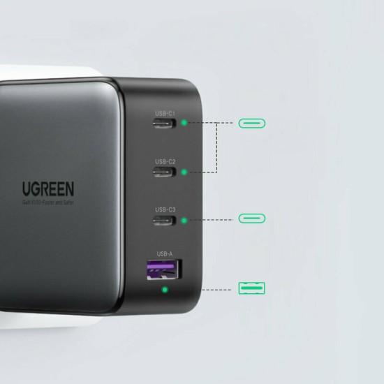 Ugreen Φορτιστής Χωρίς Καλώδιο με Θύρα USB-A και 3 Θύρες USB-C 100W Power Delivery / Quick Charge 4+ Μαύρος (CD226) Ugreen Φορτιστής Χωρίς Καλώδιο με Θύρα USB-A και 3 Θύρες USB-C 100W Power Delivery / Quick Charge 4+ Μαύρος (CD226)