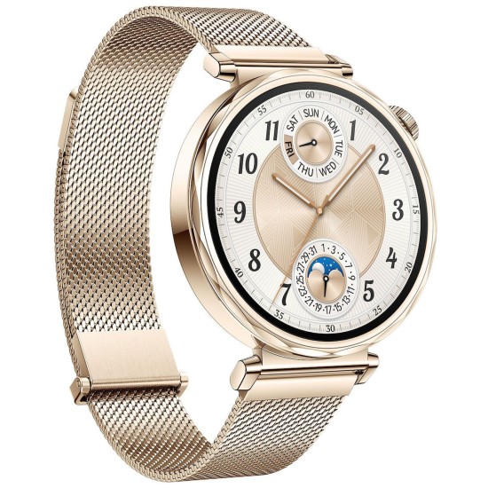 Huawei Watch GT 5 41mm Αδιάβροχο με Παλμογράφο (Gold Milanese Strap)