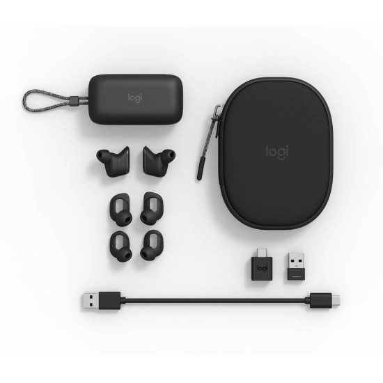 Logitech Earbuds Zone True Wireless Bluetooth Handsfree Ακουστικά με Αντοχή στον Ιδρώτα και Θήκη Φόρτισης Graphite Logitech Earbuds Zone True Wireless Bluetooth Handsfree Ακουστικά με Αντοχή στον Ιδρώτα και Θήκη Φόρτισης Graphite