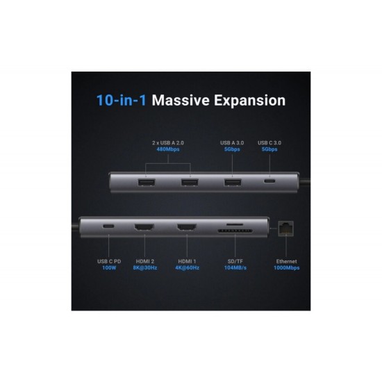 Ugreen Revodok Pro 210 USB-C Docking Station με HDMI 4K PD Ethernet Γκρι Ugreen Revodok Pro 210 USB-C Docking Station με HDMI 4K PD Ethernet Γκρι