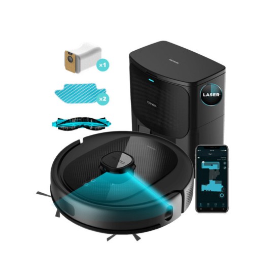 Cecotec Conga 8290 Immortal Ultra Power Home X-Treme Σκούπα Ρομπότ για Σκούπισμα & Σφουγγάρισμα με Χαρτογράφηση και Wi-Fi Μαύρη